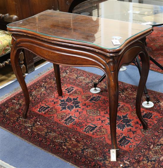 A 19th century mahogany card table, W.84cm